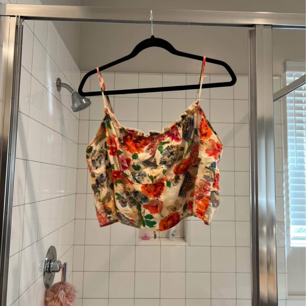 Floral Multicolor Women's Top open tie back